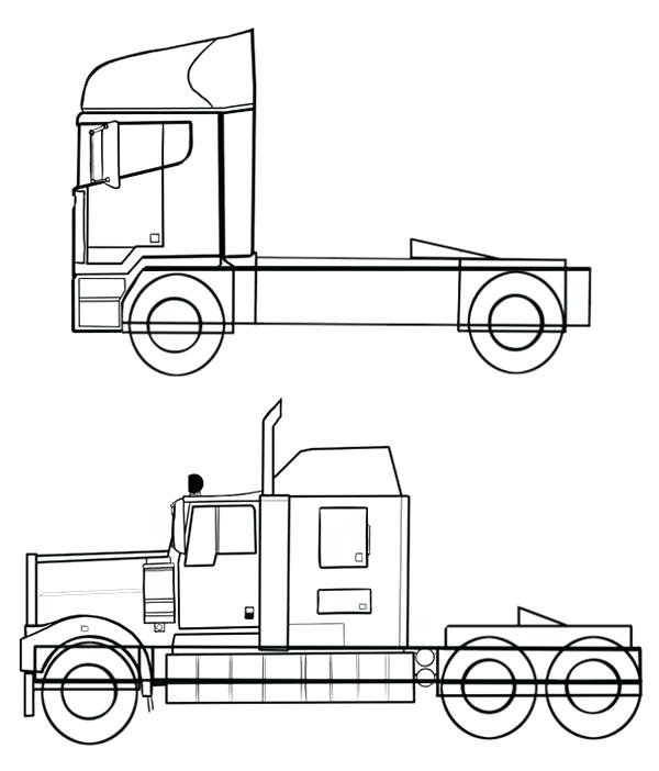 Tractor Trailer Drawing at Explore collection of