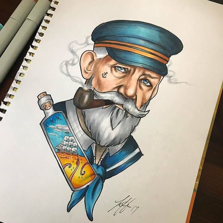 750x750 neo traditional sailor drawing - Traditional Drawing