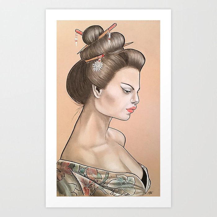 700x700 geisha girl hand drawn portrait - Traditional Geisha Drawing