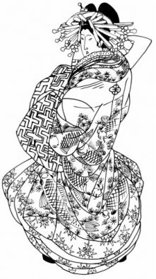 221x395 japanese geisha dress and accessories asian art museum education - Traditional Geisha Drawing