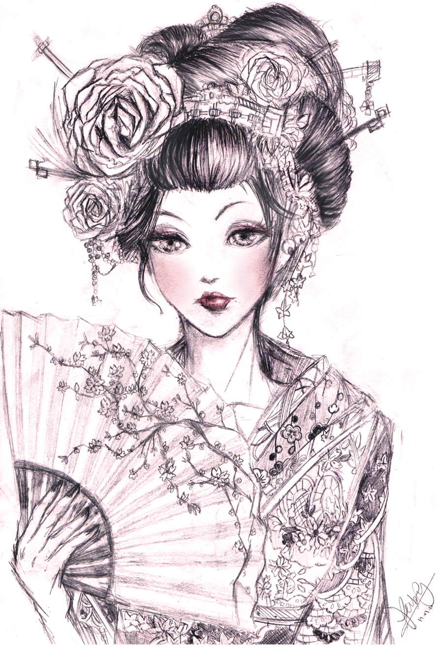900x1313 art japanese geisha tattoo, geisha drawing - Traditional Geisha Drawing