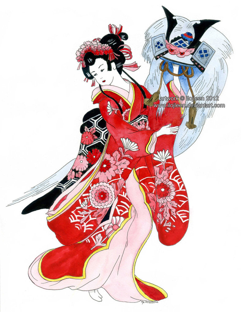 786x1017 traditional geisha painting - Traditional Geisha Drawing
