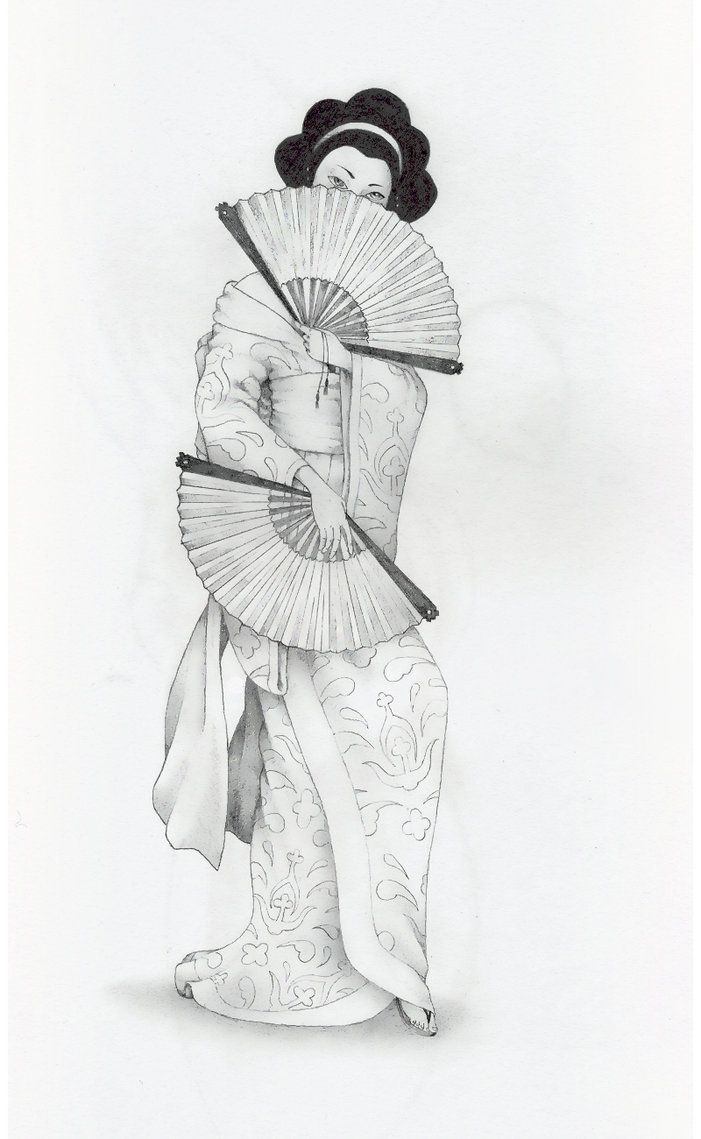 701x1139 traditional geisha drawing - Traditional Geisha Drawing
