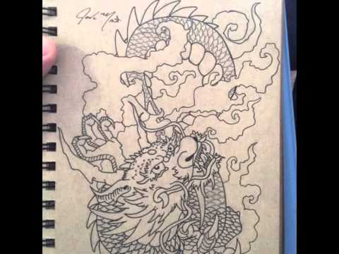 480x360 japanese traditional dragon drawing - Traditional Japanese Drawings