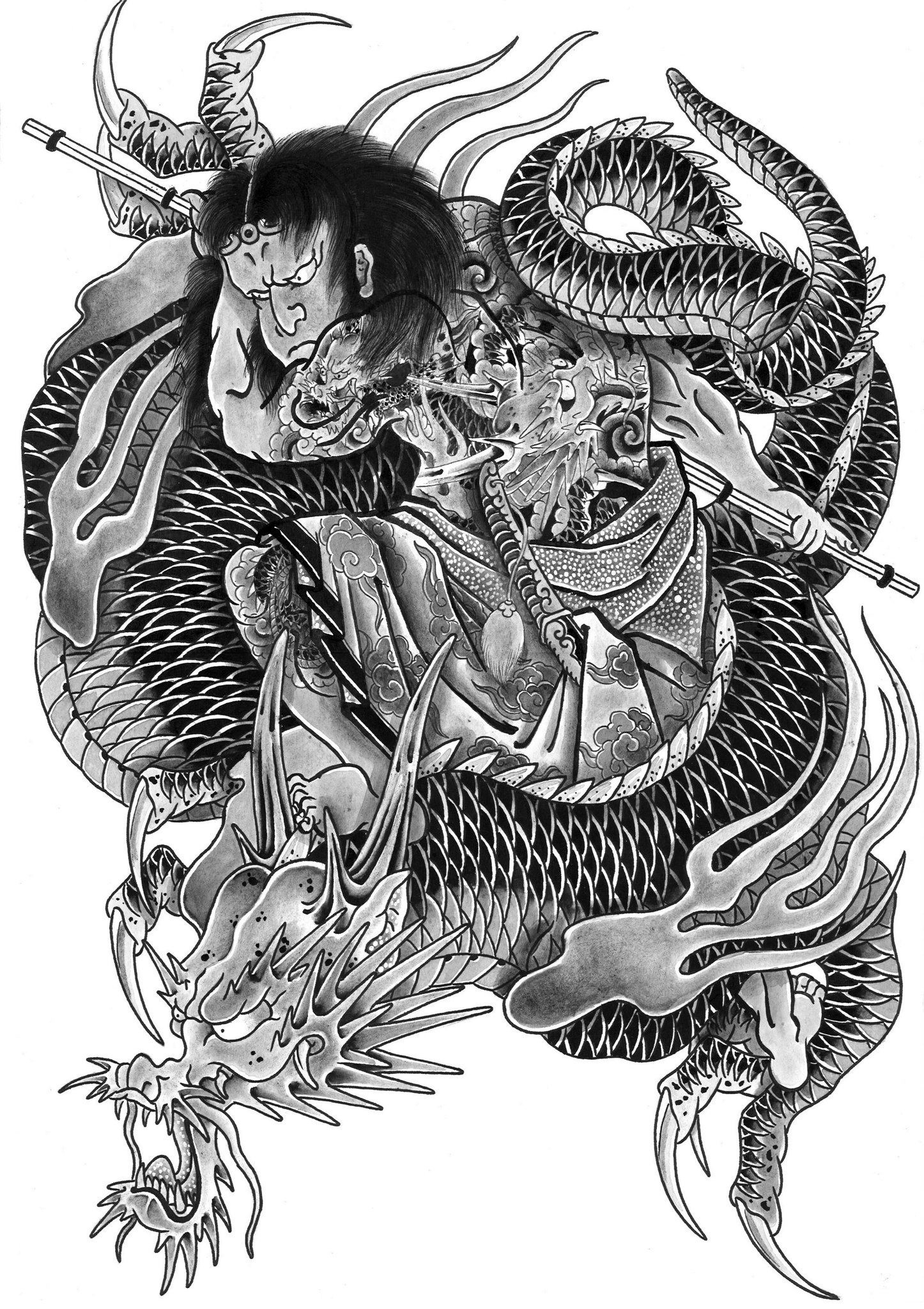 1446x2048 traditional japanese tattoo drawings on japanese tattoos design - Traditional Japanese Drawings