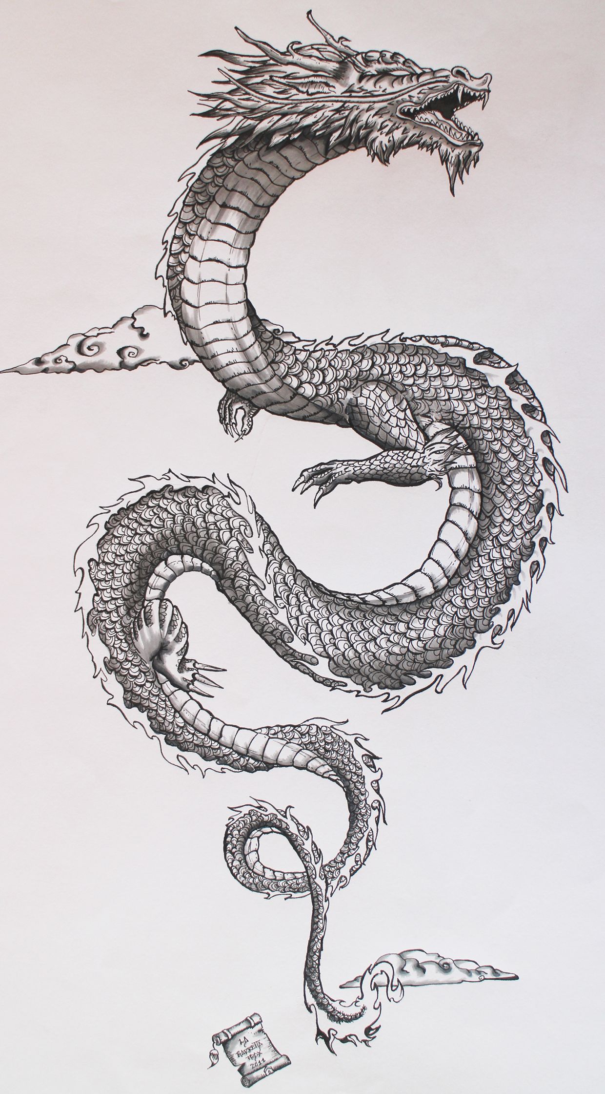 1240x2240 my personal interpretation of the traditional japanese dragon - Traditional Japanese Drawings