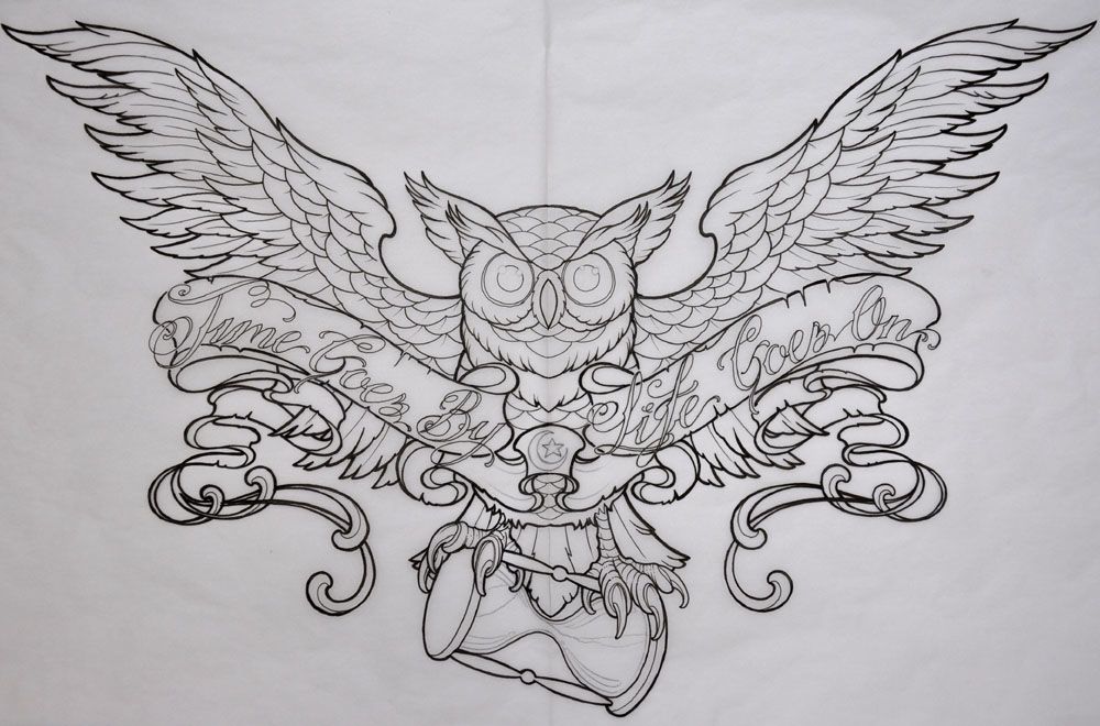 1000x660 Owl Drawings Images Time Goes - Traditional Owl Drawing