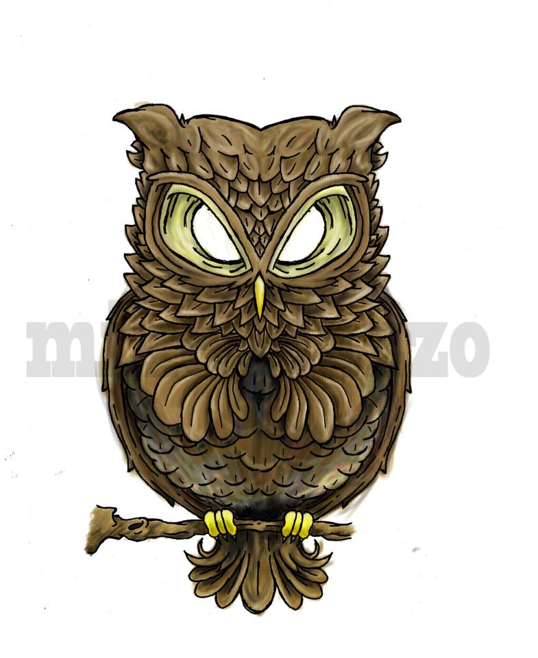 785x960 The World's Best Photos Of Artwork And Owls - Traditional Owl Drawing