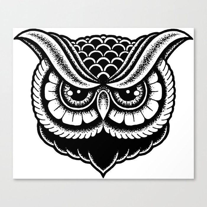 700x700 traditional owl print canvas print - Traditional Owl Drawing
