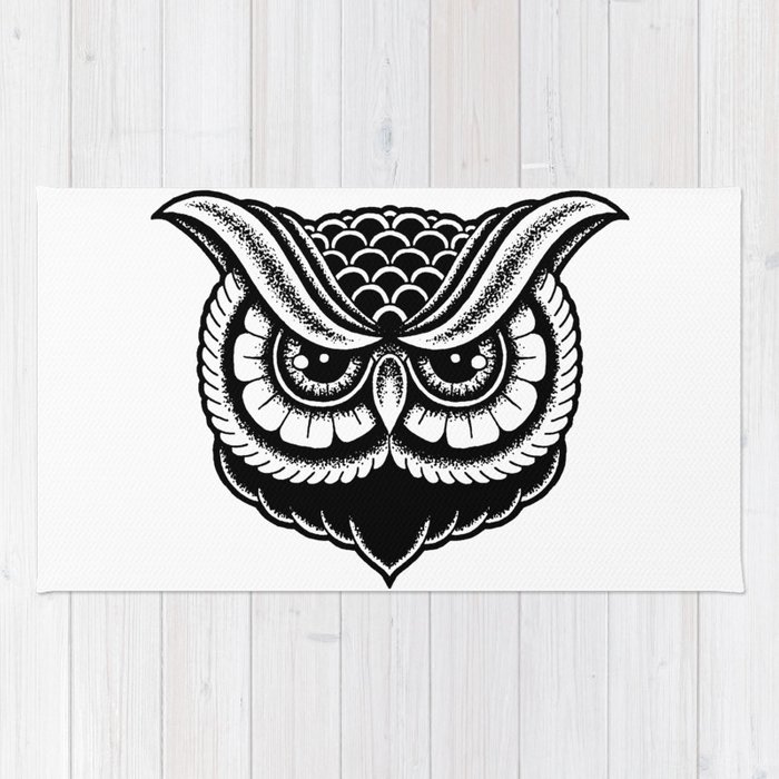 700x700 traditional owl print rug - Traditional Owl Drawing