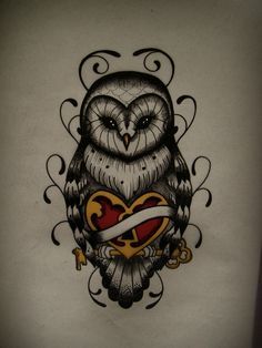 236x314 american traditional owl drawing - Traditional Owl Drawing
