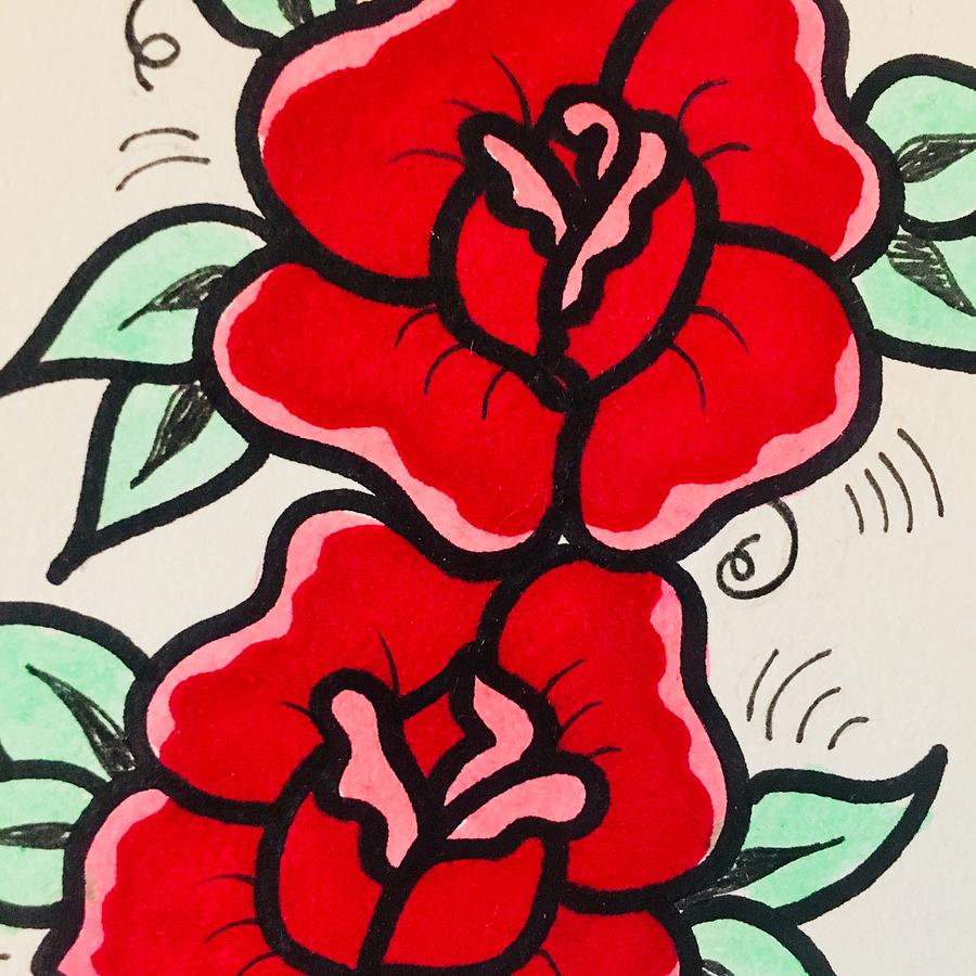 900x900 traditional rose drawing - Traditional Rose Drawing