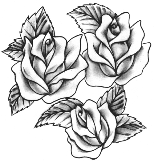 500x530 Tattoo Flash Gallery - Traditional Rose Tattoo Drawing