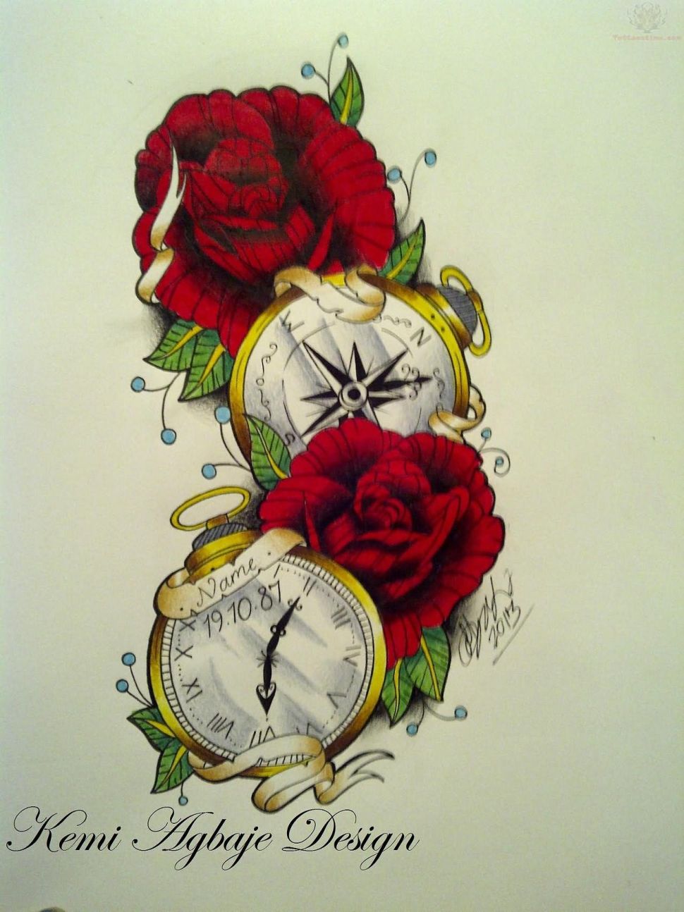970x1294 Tattoos Red Roses And Clock Tattoo Designs Plus Tattoos - Traditional Rose Tattoo Drawing