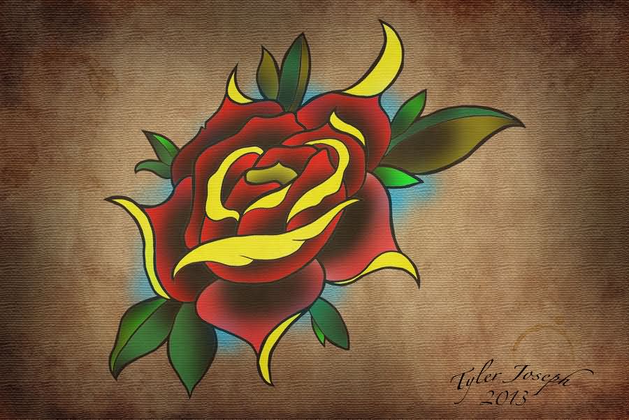 900x602 Traditional Rose Tattoo Design - Traditional Rose Tattoo Drawing