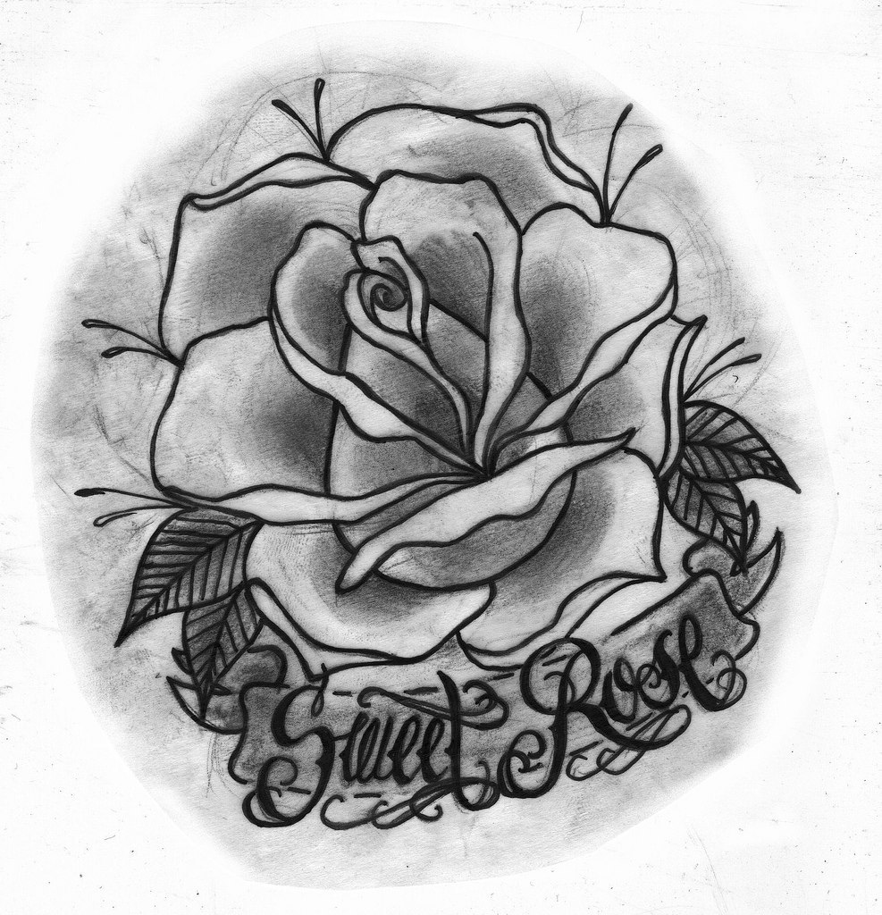 Traditional Rose Tattoo Drawing at PaintingValley.com | Explore ...