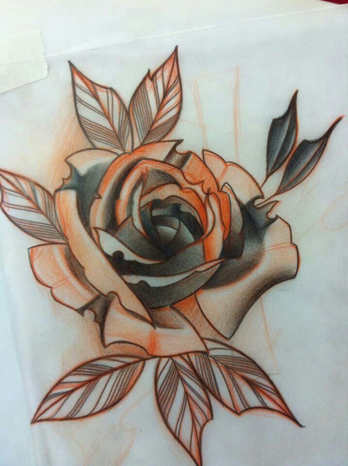 717x960 neo traditional rose tattoo flash my art tattoos, rose - Traditional Rose Tattoo Drawing