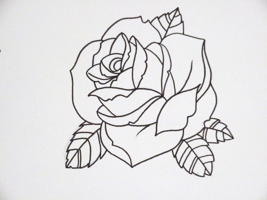 Traditional Rose Tattoo Drawing at PaintingValley.com | Explore ...