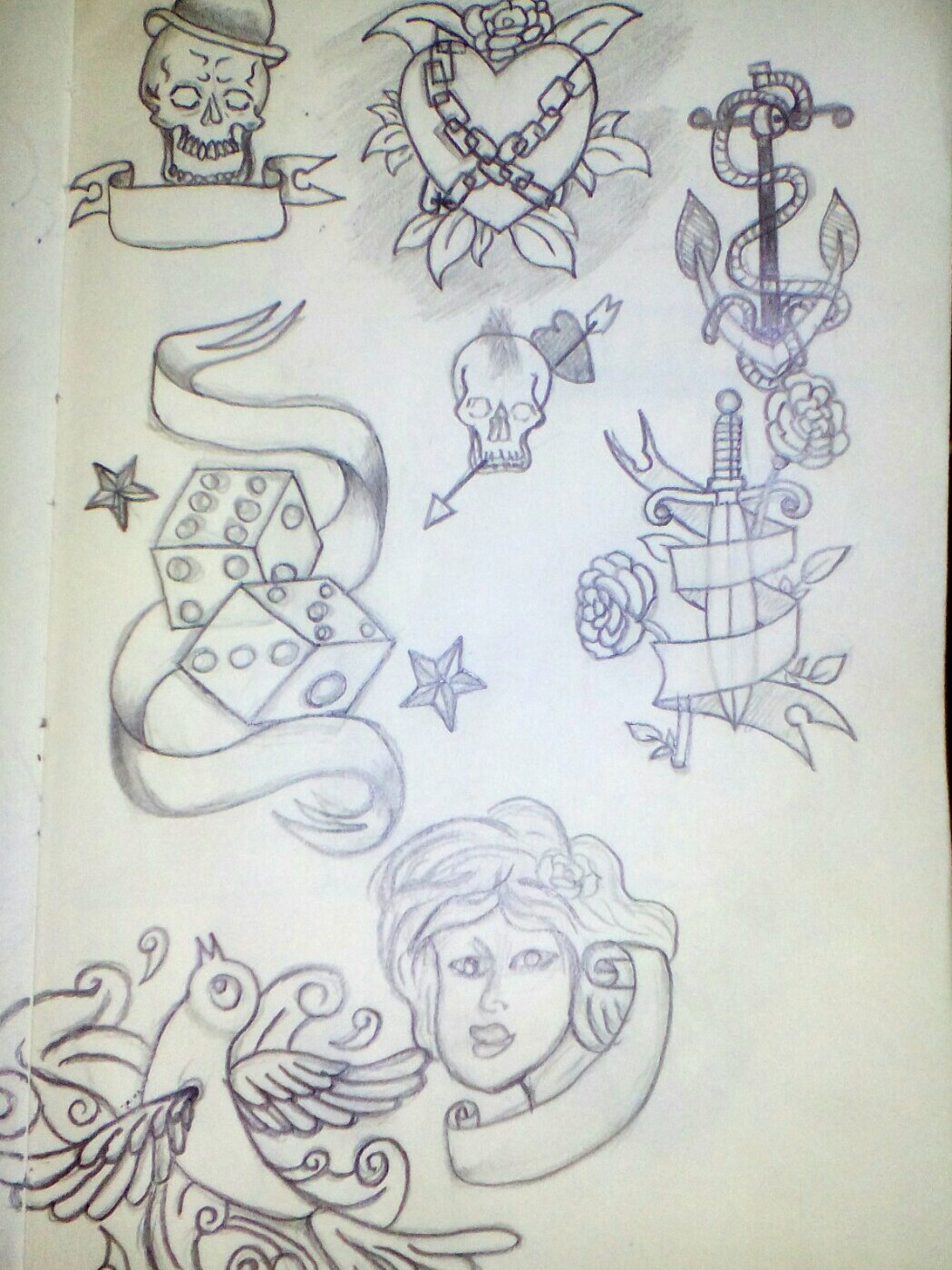 1050x1400 Vince Bahadoer Quick Old Schooltraditional Sketches - Traditional Tattoo Drawings