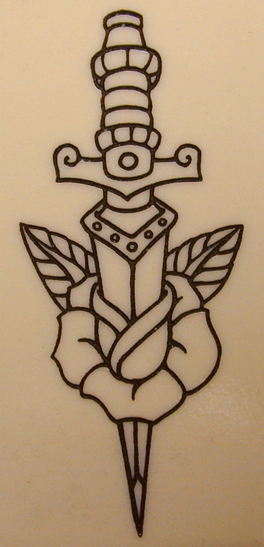 900x1863 Knife With Rose Tattoo - Traditional Tattoo Drawings