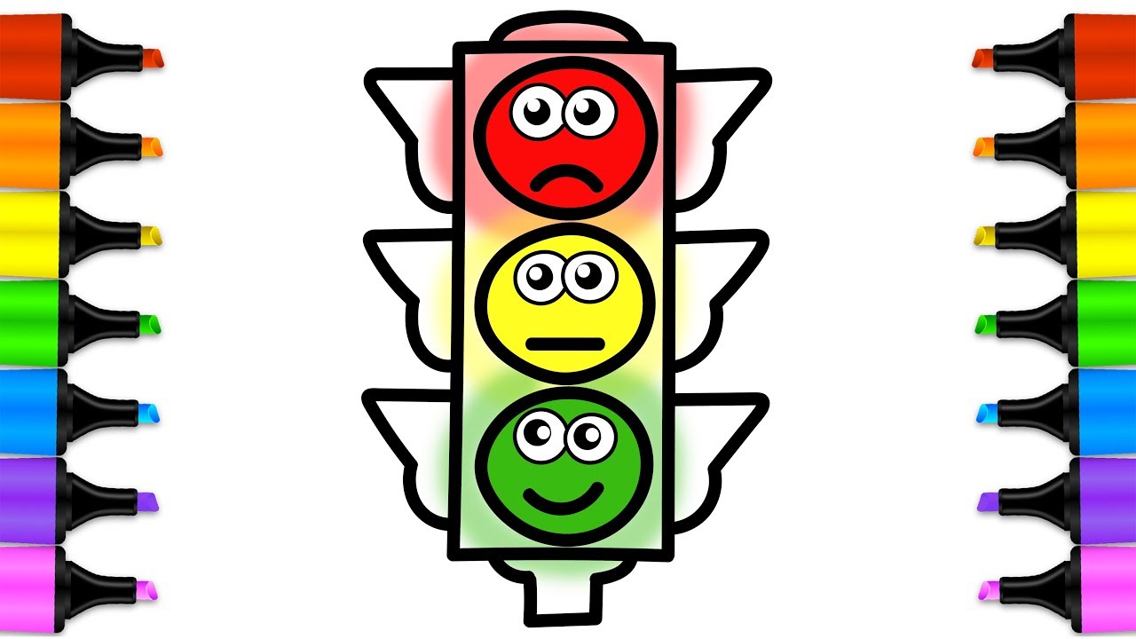 1280x720 drawing for kids traffic light learn - Traffic Drawing