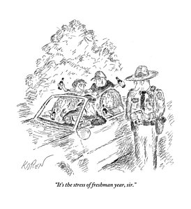 274x300 a traffic cop stands next to a car filled drawing - Traffic Drawing