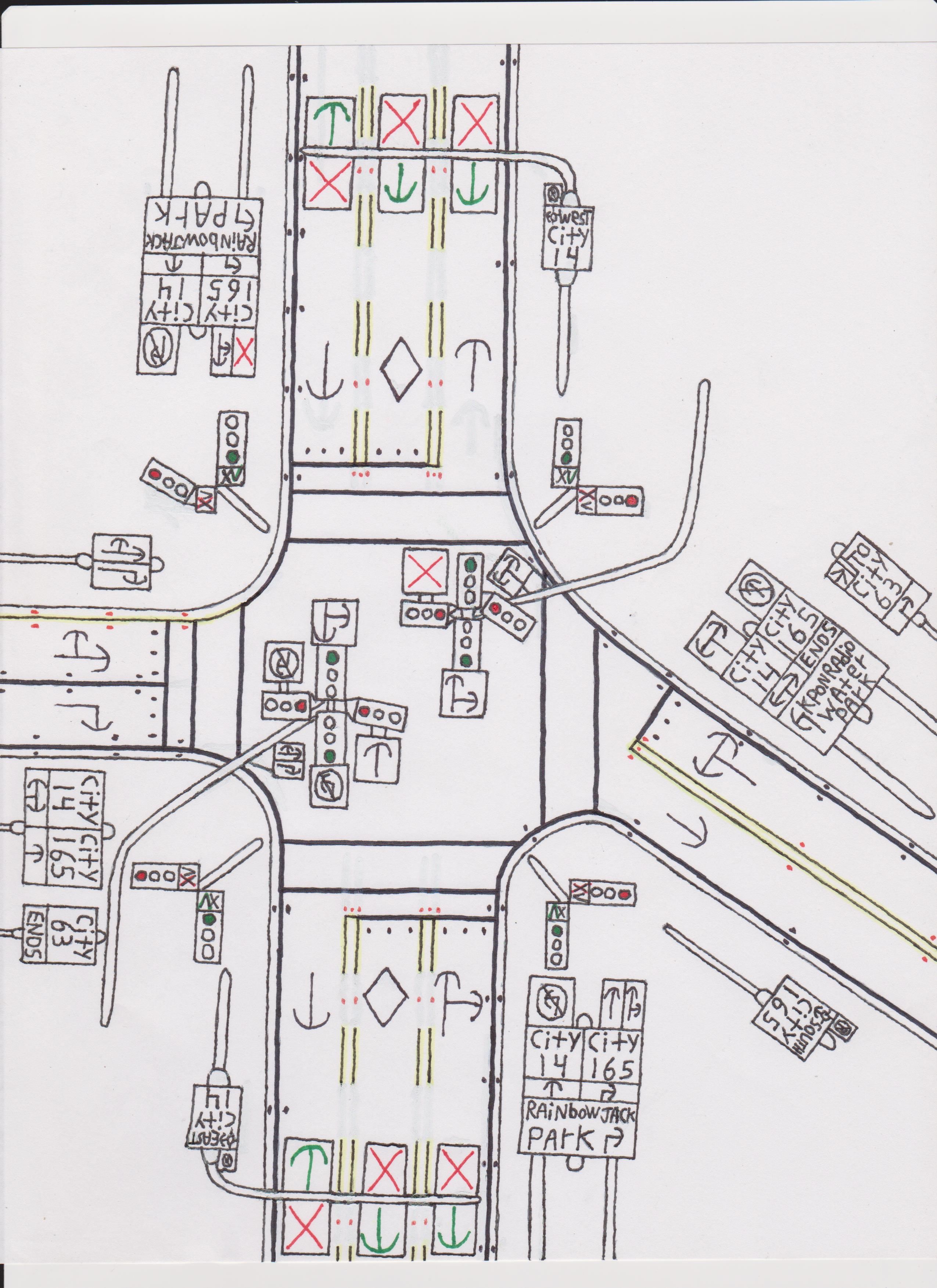2550x3507 traffic light intersection with lane signals road drawings - Traffic Signal Drawing