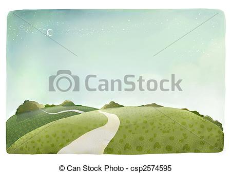 450x338 A Beautiful Drawing Of Countryside Trail Scene - Trail Drawing