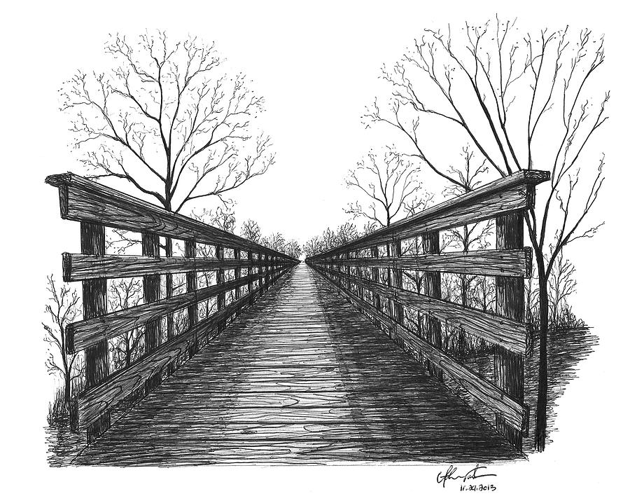 900x718 Old Trestle Bridge Trail Drawing - Trail Drawing
