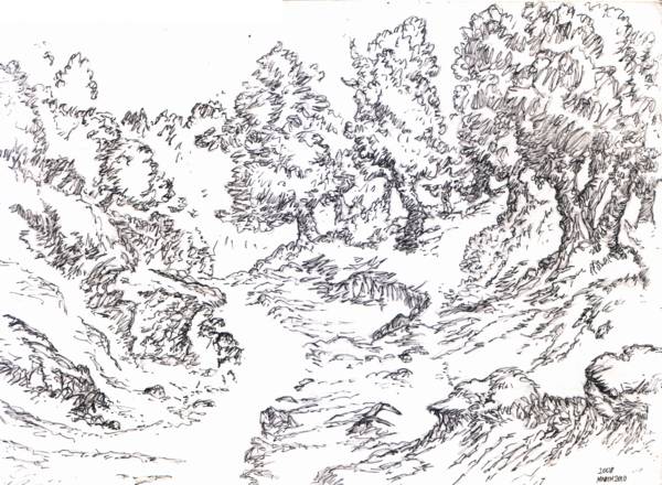 600x440 The Garden Of Forking Paths Forest Trail - Trail Drawing