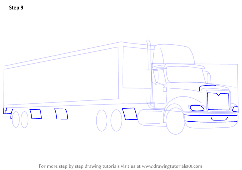 844x594 Learn How To Draw A Truck And Trailer - Trailer Truck Drawing