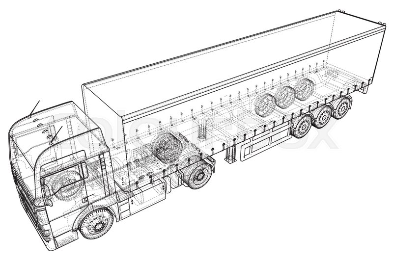 800x532 cargo truck trailer abstract drawing stock vector colourbox - Trailer Truck Drawing