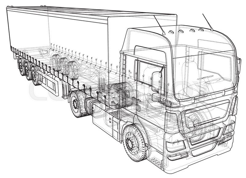 800x579 Trailer Truck Abstract Drawing Stock Vector Colourbox - Trailer Truck Drawing