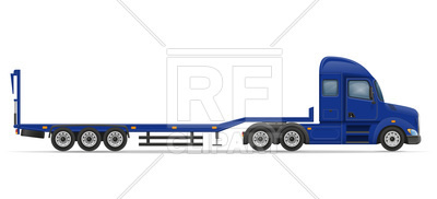 400x182 Truck Semi Trailer For Transportation Of Cars Side View Vector - Trailer Truck Drawing
