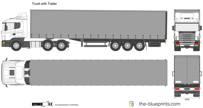 400x214 Truck With Trailer Vector Drawing - Trailer Truck Drawing