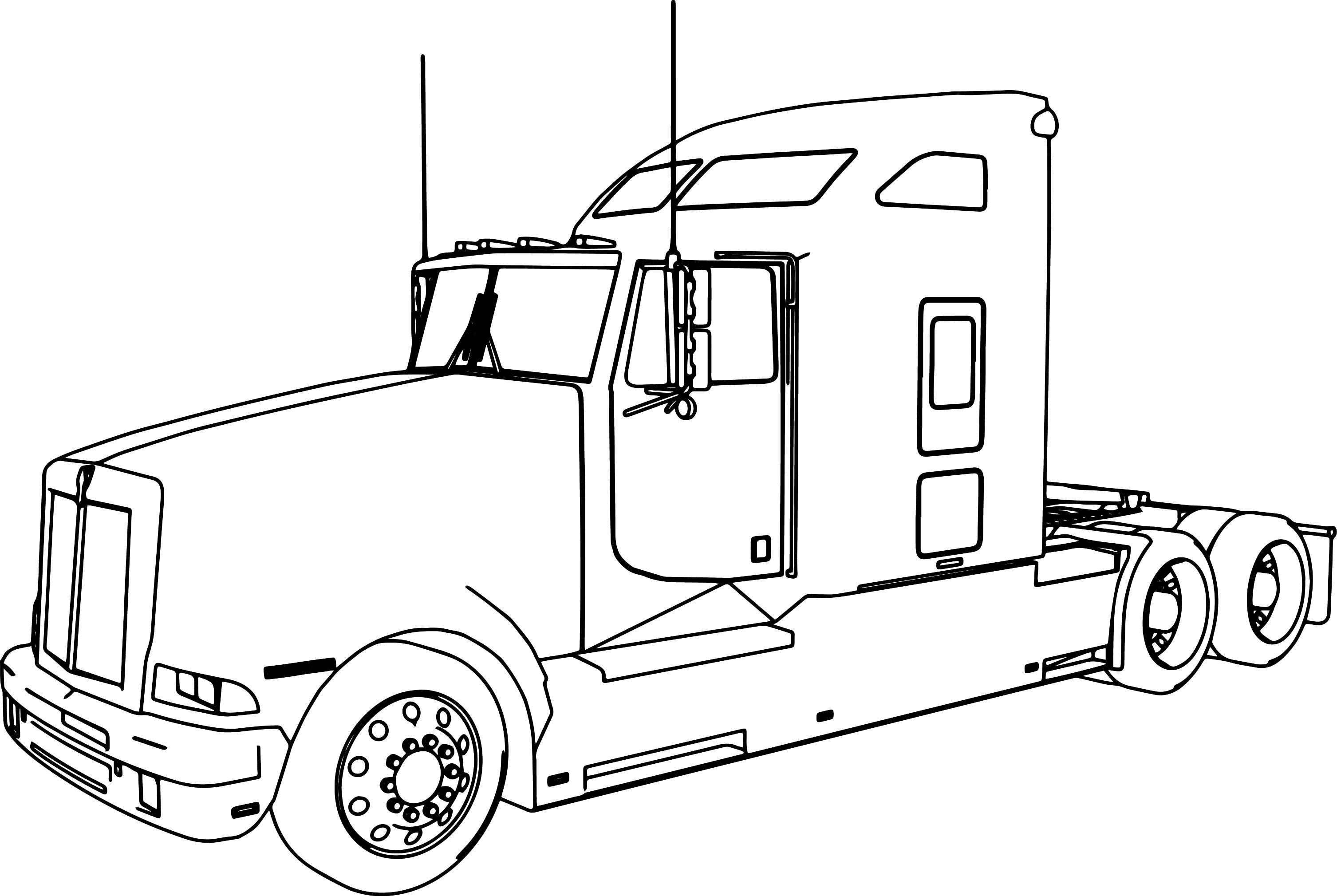 3013x2019 Cool Kenworth Long Trailer Truck Coloring - Trailer Truck Drawing