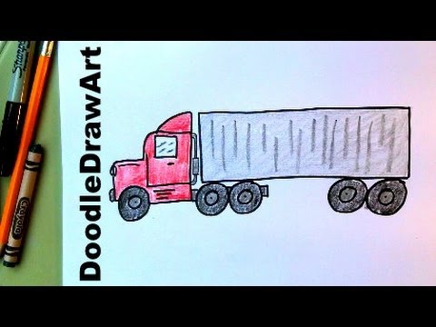 480x360 How To Draw An Wheeler Transport Truck - Trailer Truck Drawing