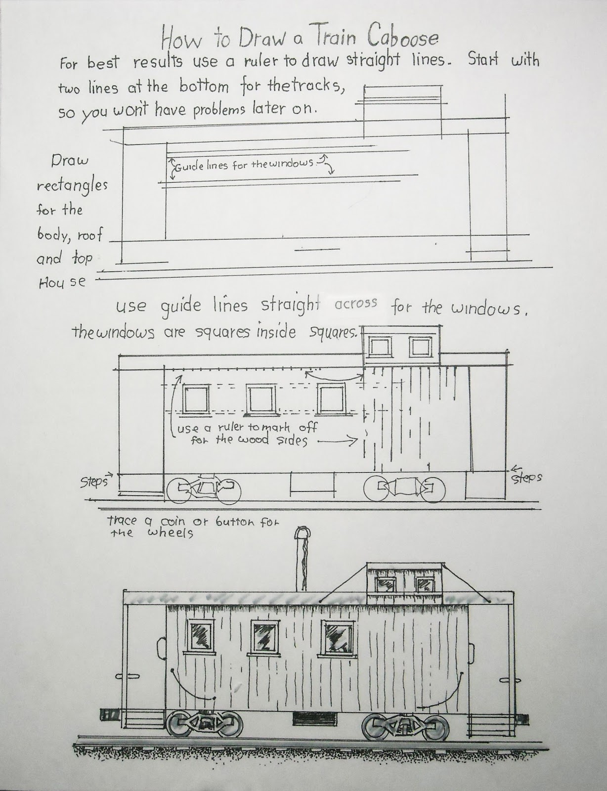 1228x1600 How To Draw Worksheets For The Young Artist How To Draw A Train - Train Caboose Drawing