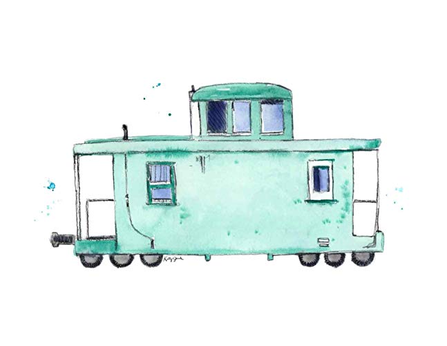 647x500 Nursery Wall Decor Mint Train, Caboose Wall Art - Train Caboose Drawing