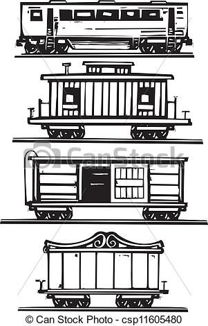 301x470 Vector Of Train Car Collection - Train Car Drawing