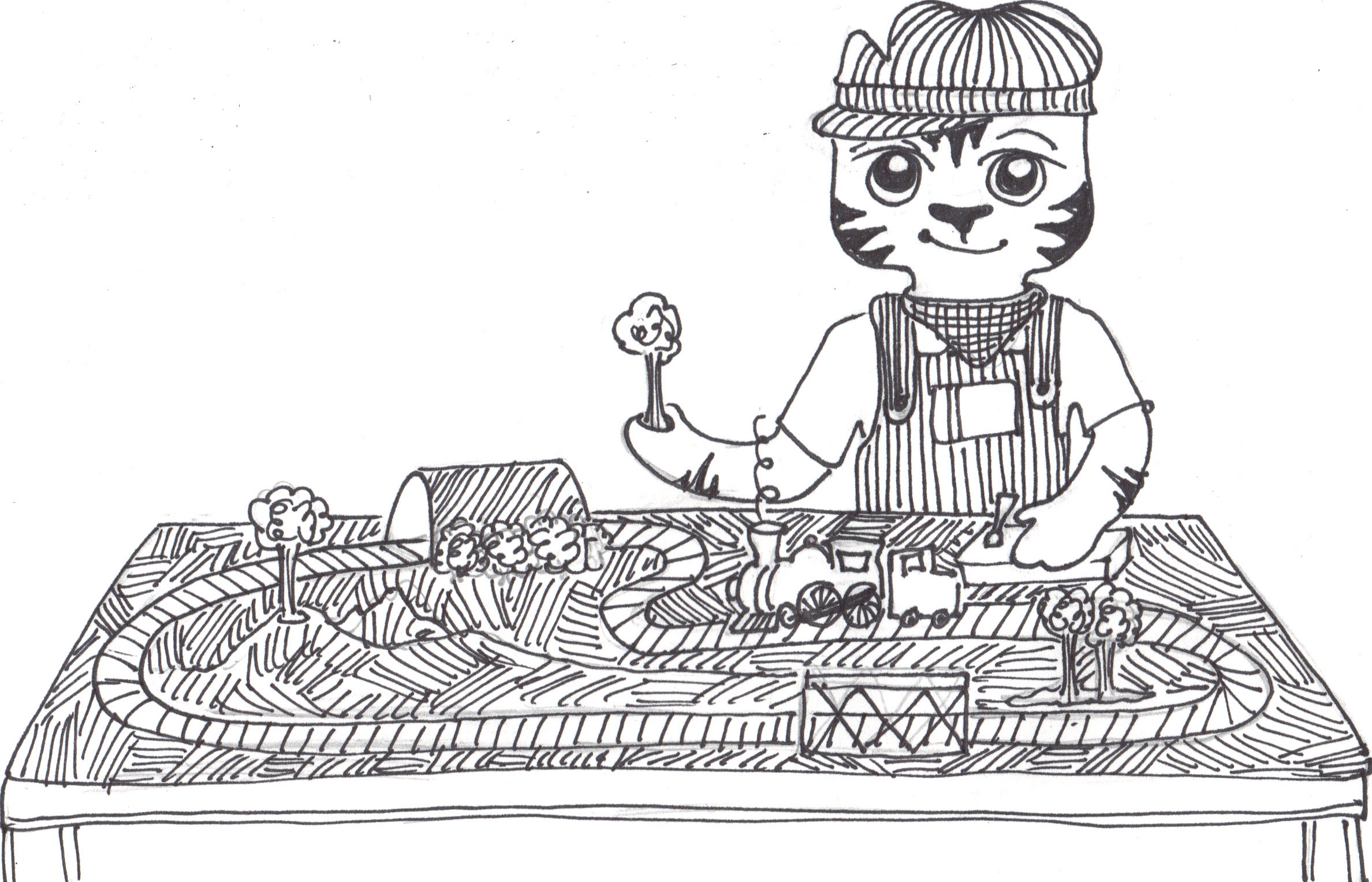 2376x1527 miniature train conductor what a cat! the crafty sisters - Train Conductor Drawing