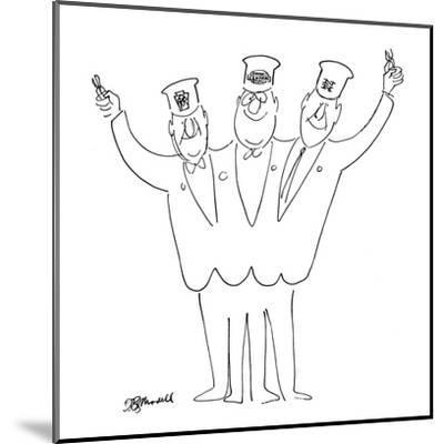 400x400 Three Headed Train Conductor Waves Ticket Punchers On Each Head - Train Conductor Drawing