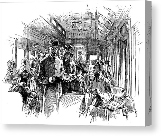 661x560 Antique Illustration Of Train Conductor Canvas Print Canvas Art - Train Conductor Drawing