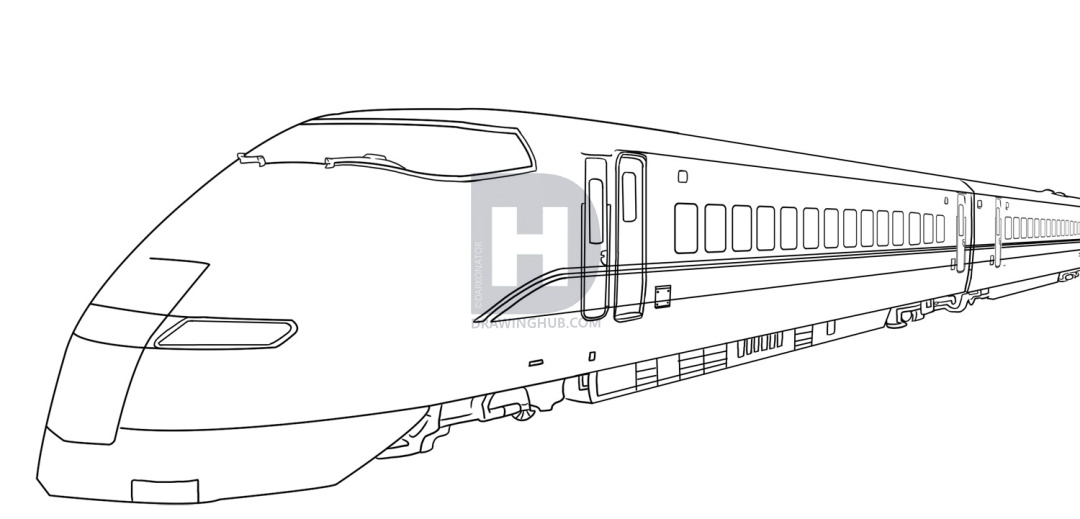 1080x519 How To Draw A Bullet Train, Step - Train Drawing
