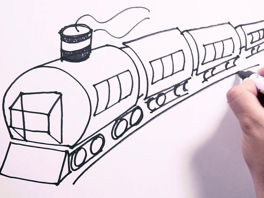 880x660 How To Draw Train Step - Train Drawing