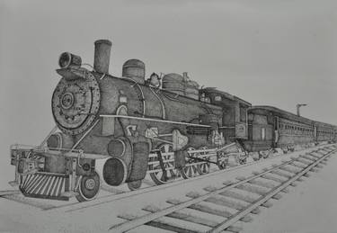 375x259 Vintage Train Drawing - Train Drawing