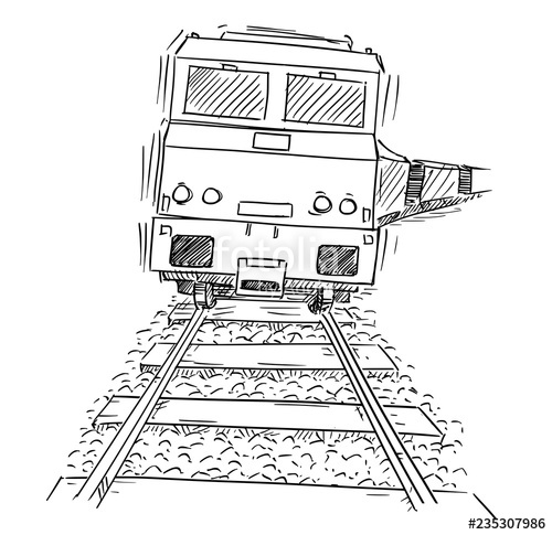 500x485 Cartoon Drawing Of Front View Of Generic Train Engine Locomotive - Train Drawing Cartoon