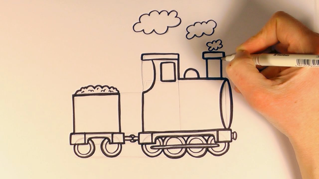 1280x720 How To Draw A Cartoon Train - Train Drawing Cartoon
