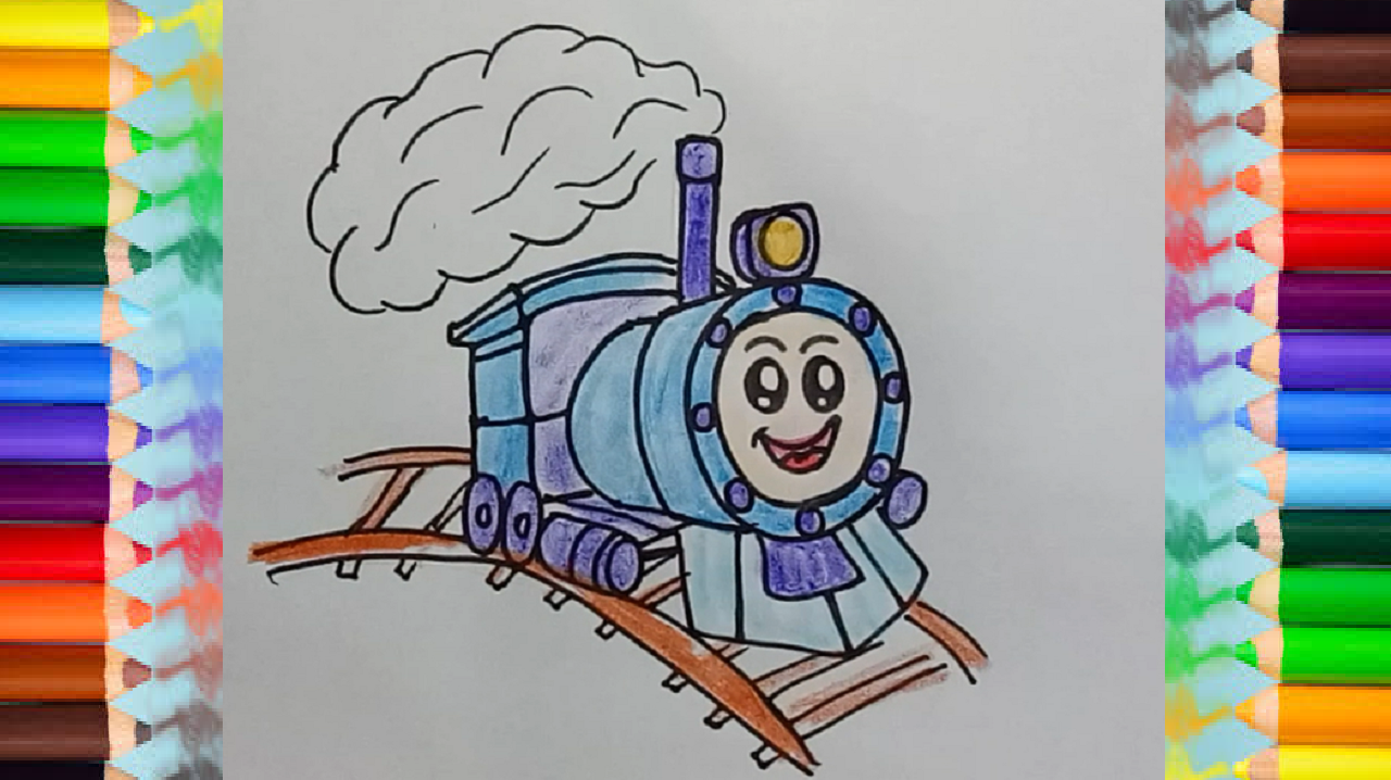 1280x718 How To Draw A Train Cute And Easy Easy Drawings For Kids Step - Train Drawing Cartoon