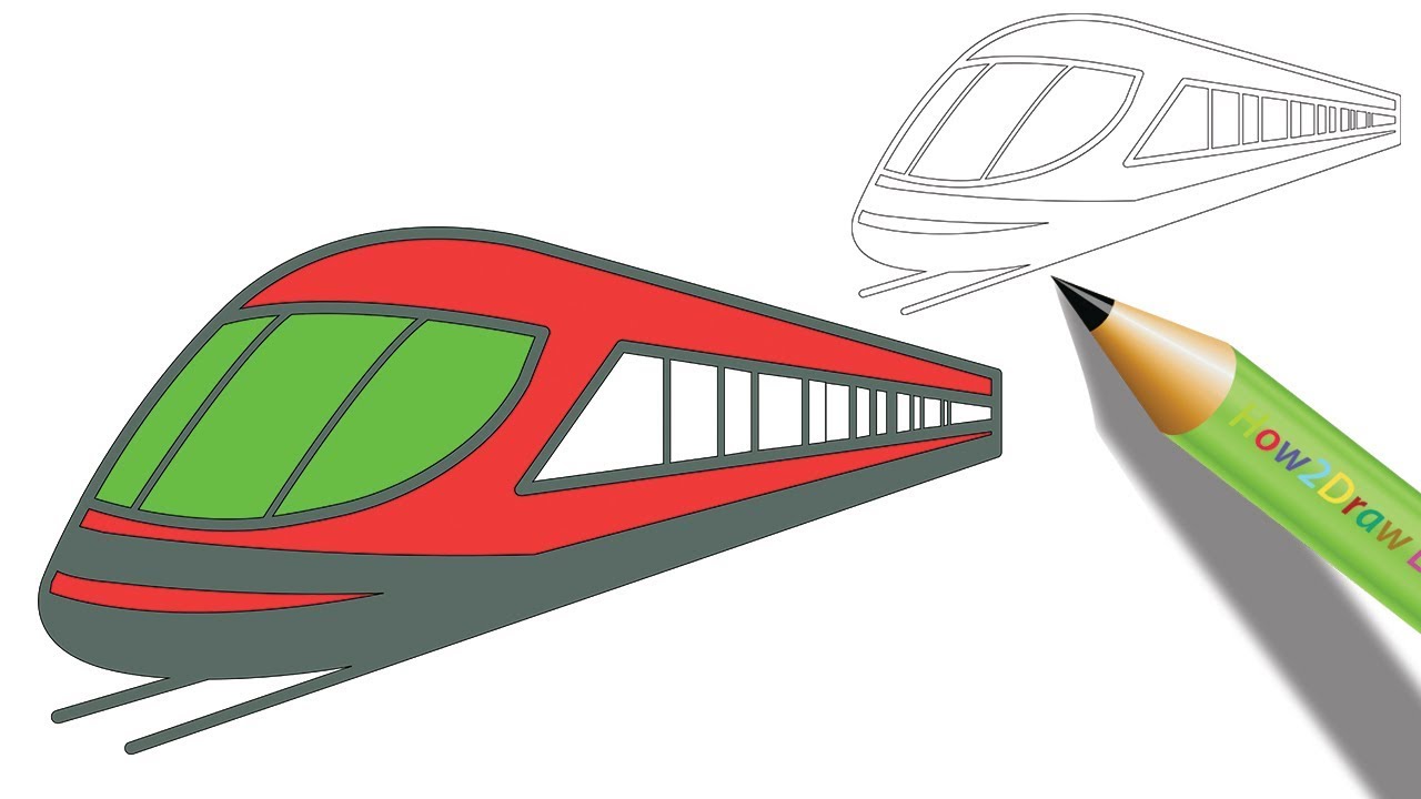 1280x720 How To Draw A Bullet Train Step - Train Drawing Easy